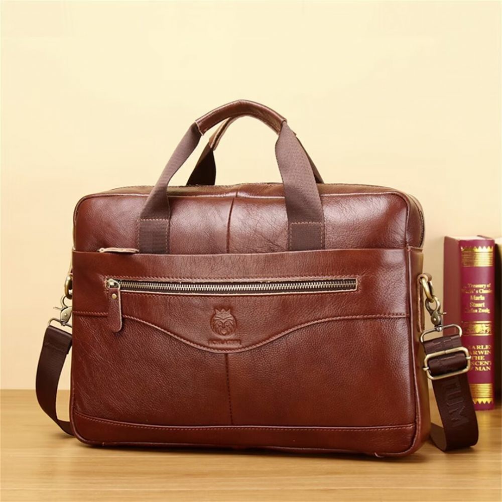 Sacs À Bandoulière Pour Hommes Regal Square Leather Portfolio - Brun Rouge