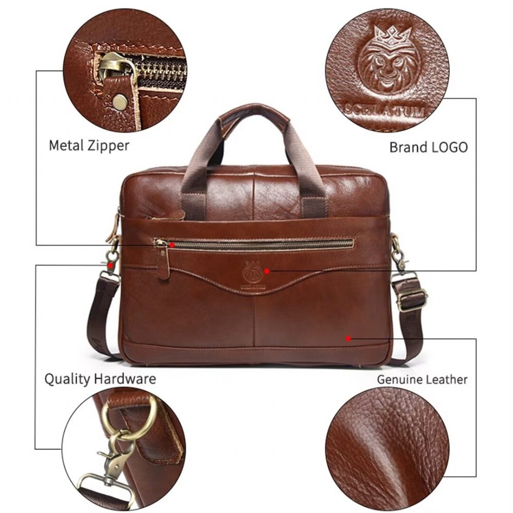 Sacs À Bandoulière Pour Hommes Regal Square Leather Portfolio - Brun Rouge