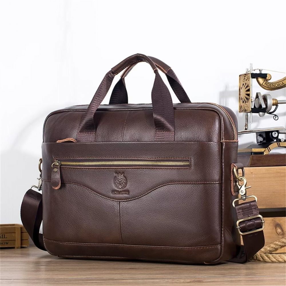 Sacs À Bandoulière Pour Hommes Regal Square Leather Portfolio - Brun Rouge