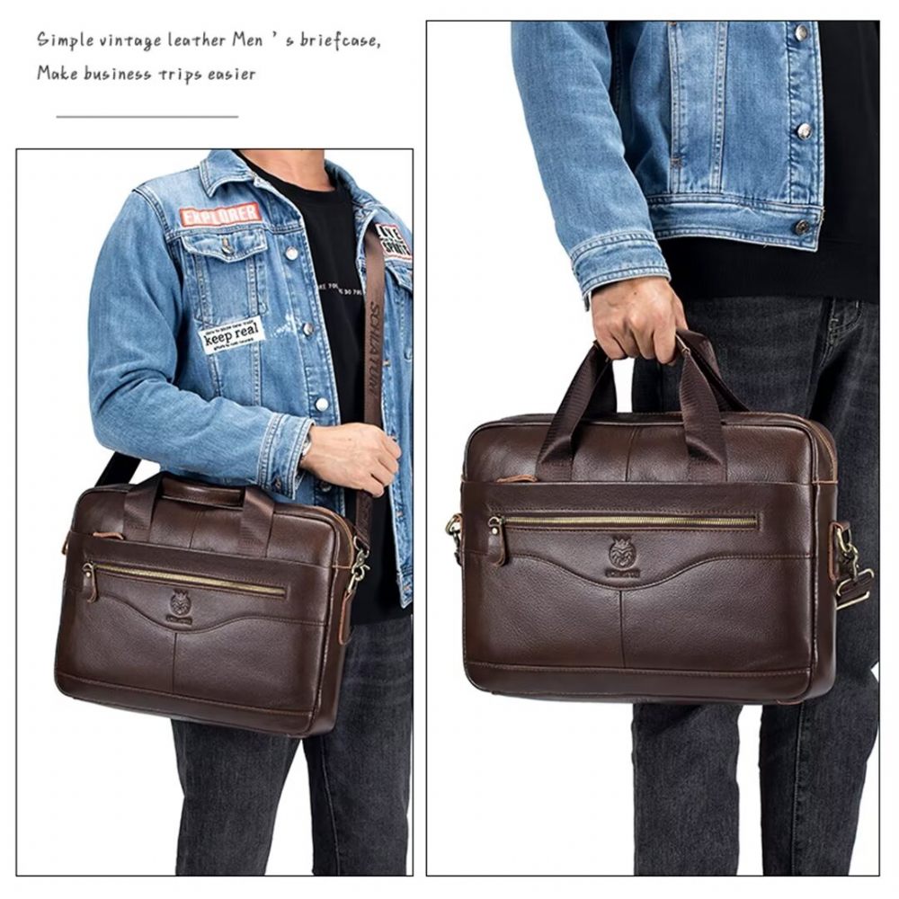 Sacs À Bandoulière Pour Hommes Regal Square Leather Portfolio - Brun Rouge