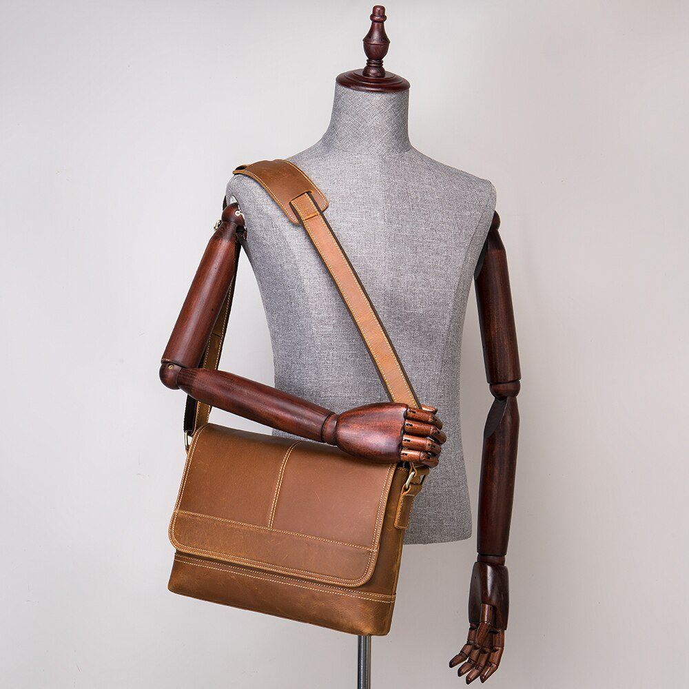 Sacs À Bandoulière Pour Hommes Sac Chic Avec Fermeture Couverture - Café