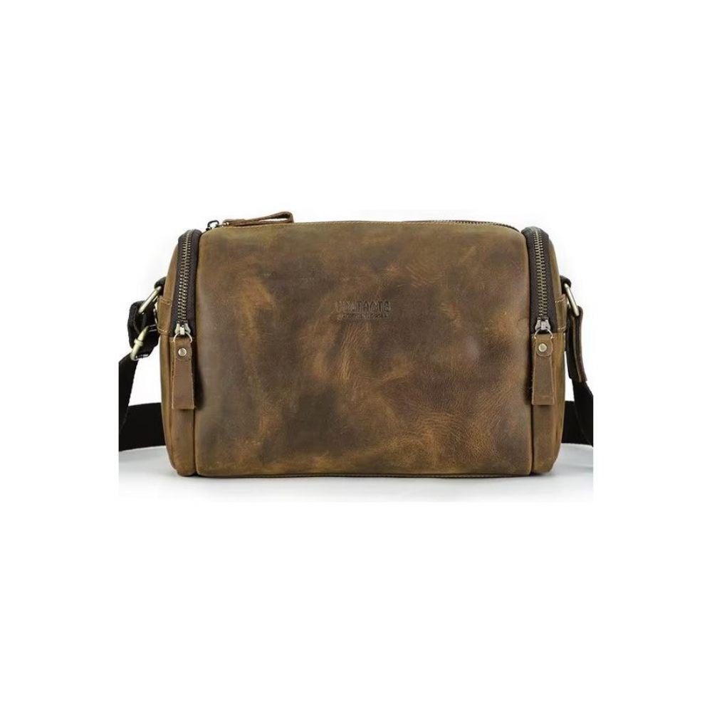 Sacs À Bandoulière Pour Hommes Sac Classique Rabat Cuir Luxe - Café