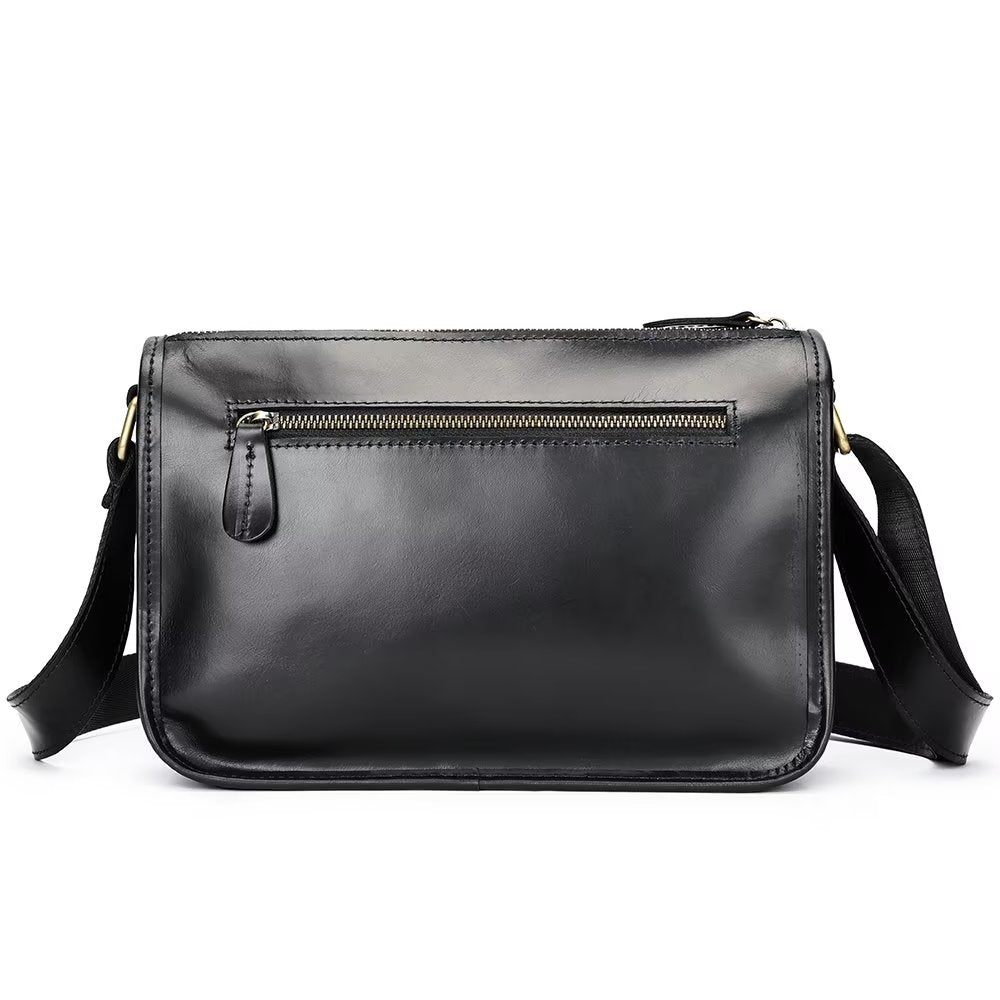 Sacs À Bandoulière Pour Hommes Sac Classique Rabat Cuir Véritable Luxe - Noir