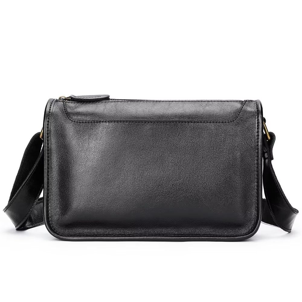 Sacs À Bandoulière Pour Hommes Sac Classique Rabat Cuir Véritable Luxe - Noir