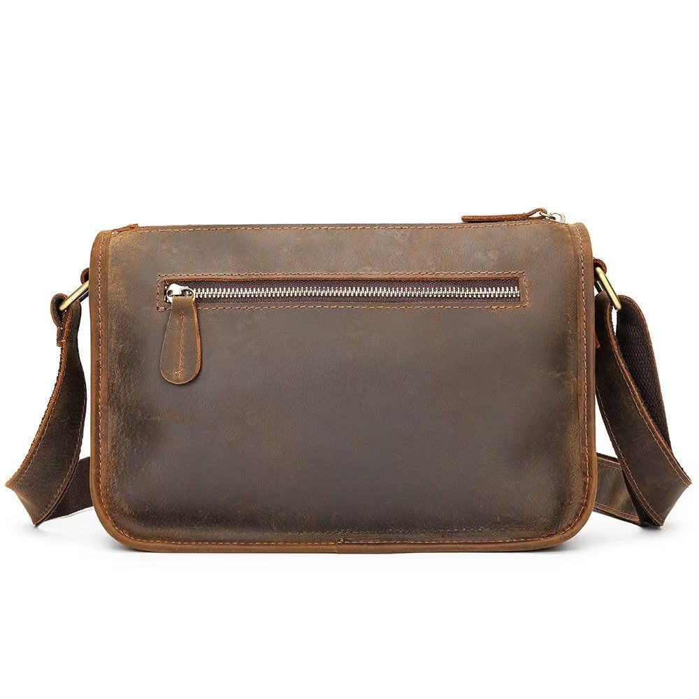 Sacs À Bandoulière Pour Hommes Sac Classique Rabat Cuir Véritable Luxe - Café