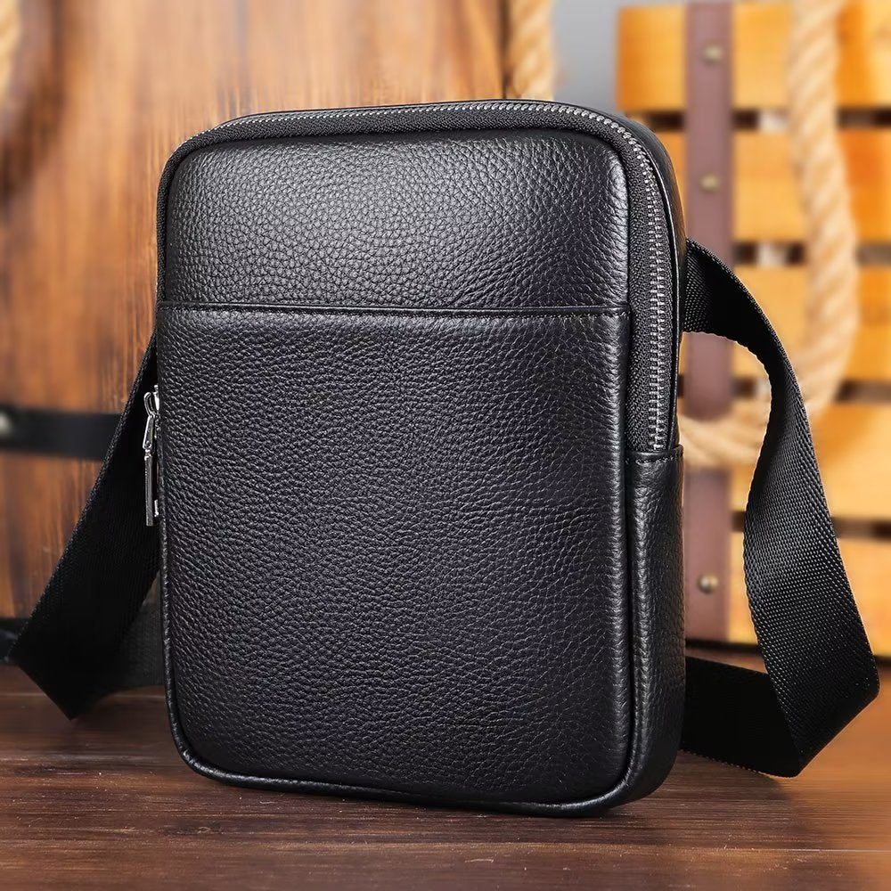 Sacs À Bandoulière Pour Hommes Sac Clouté Rabat Cuir Luxe - Noir