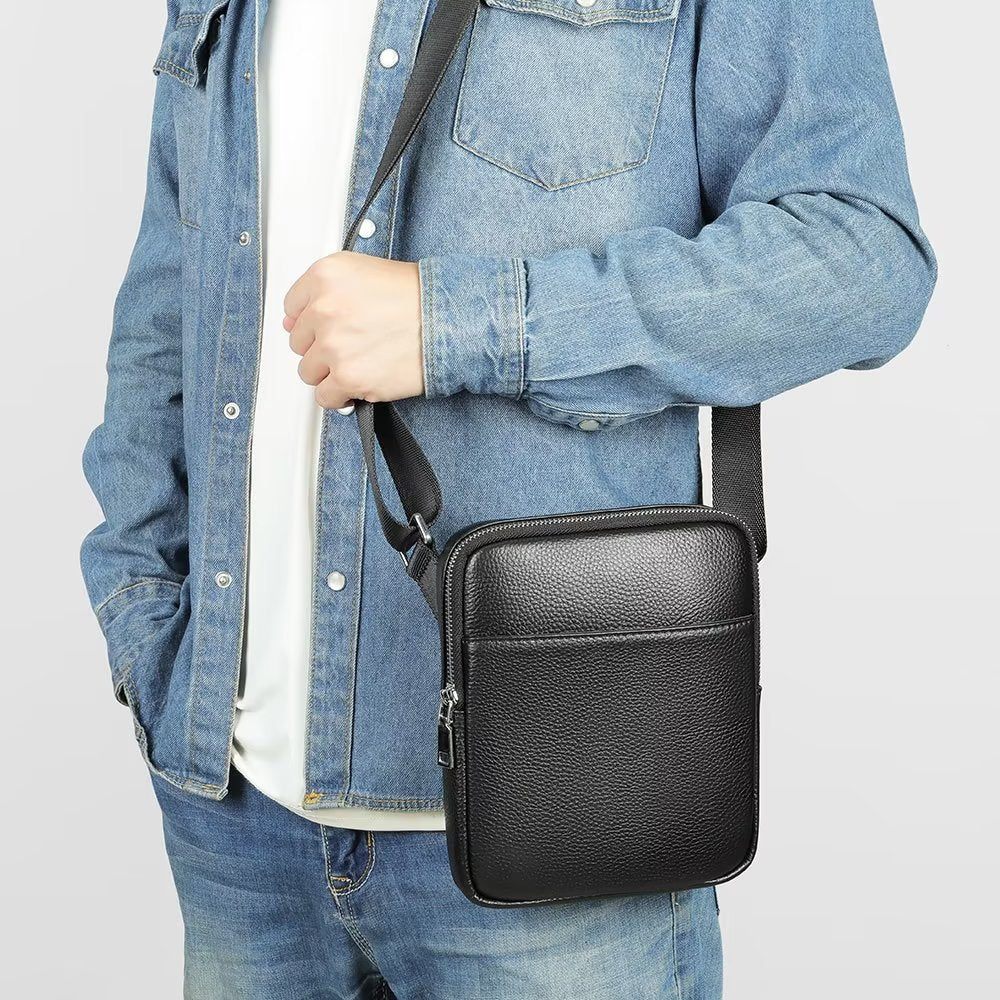 Sacs À Bandoulière Pour Hommes Sac Clouté Rabat Cuir Luxe - Noir