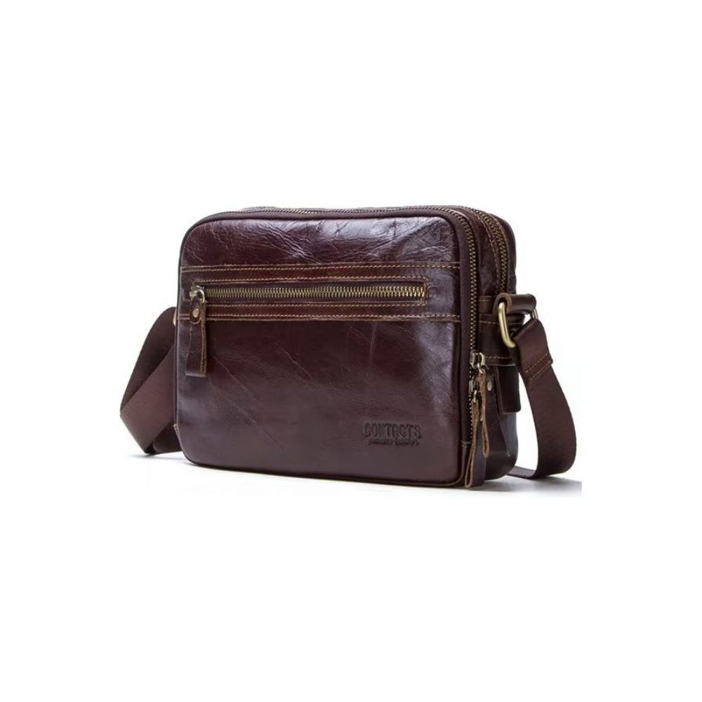 Sacs À Bandoulière Pour Hommes Sac Compact Cuir Crazy Horse Élégant