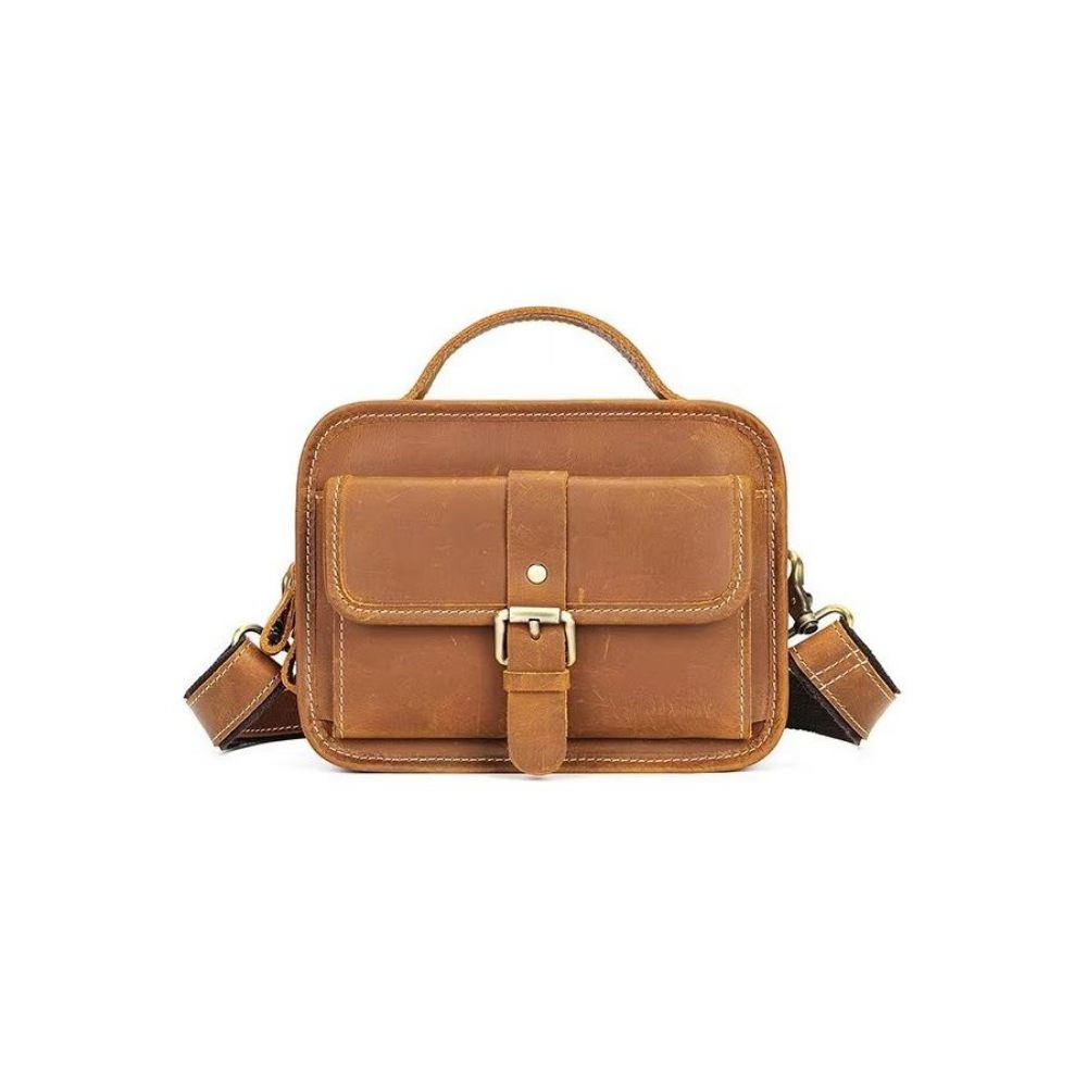 Sacs À Bandoulière Pour Hommes Sac Compact Rabat Cuir Véritable Luxe