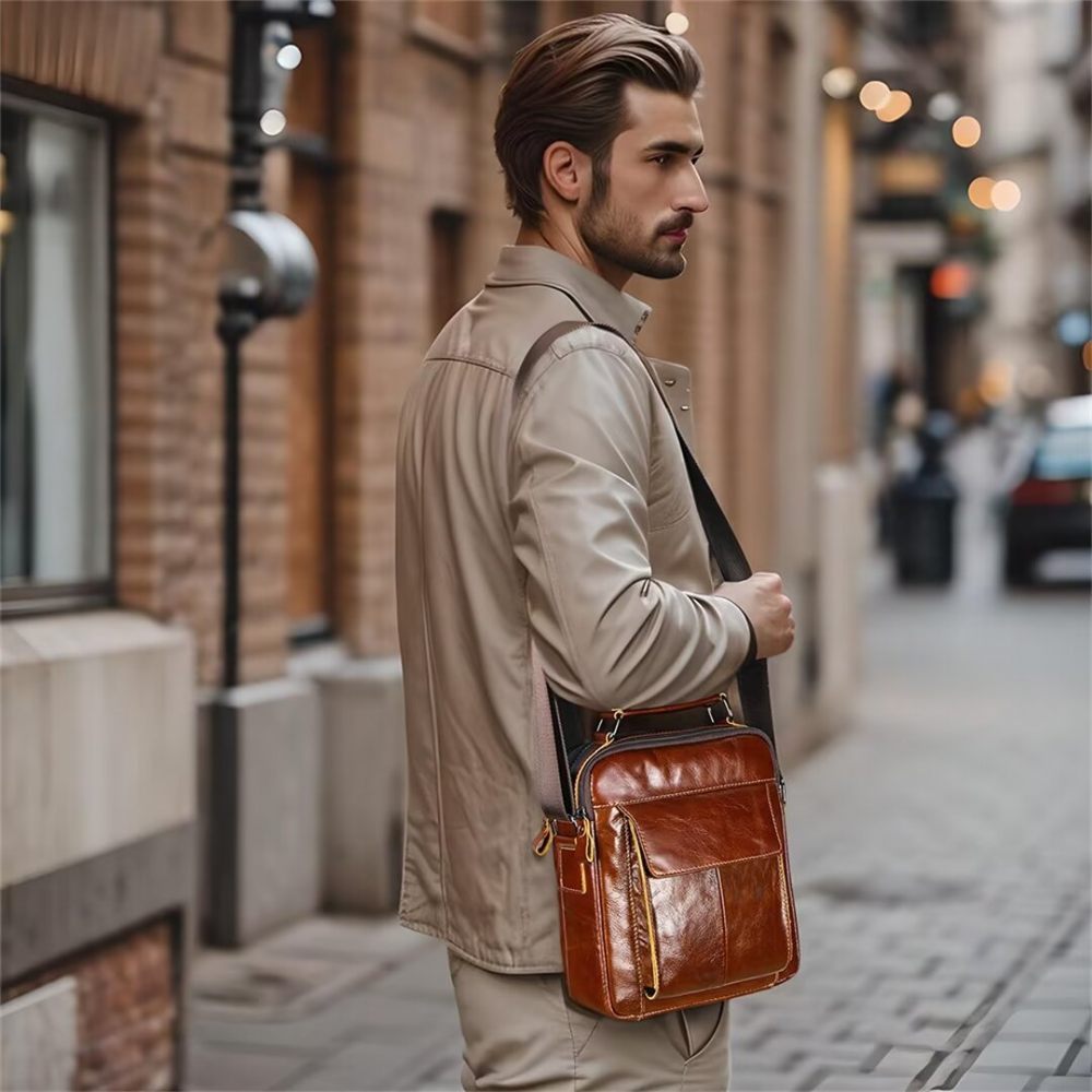 Sacs À Bandoulière Pour Hommes Sac Cuir D'alligator Allure Élégant - Brun