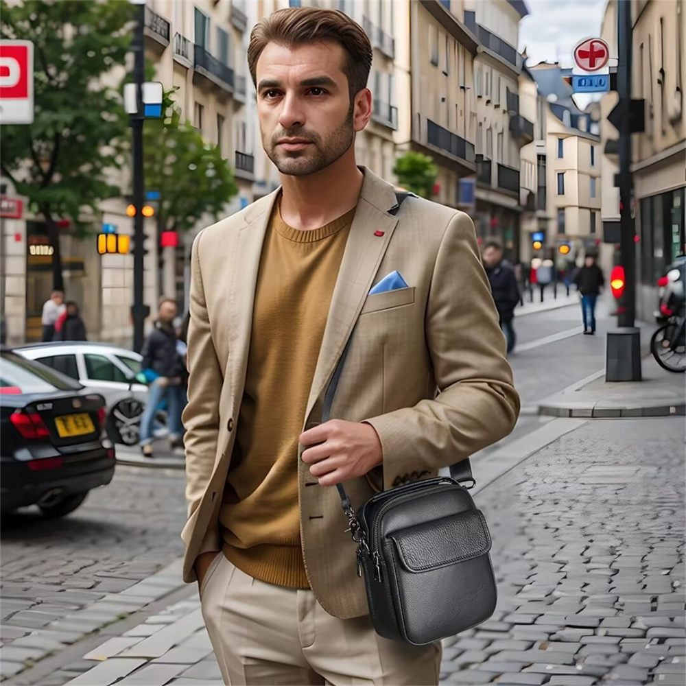 Sacs À Bandoulière Pour Hommes Sac Cuir Aristocrat's Appeal - Noir