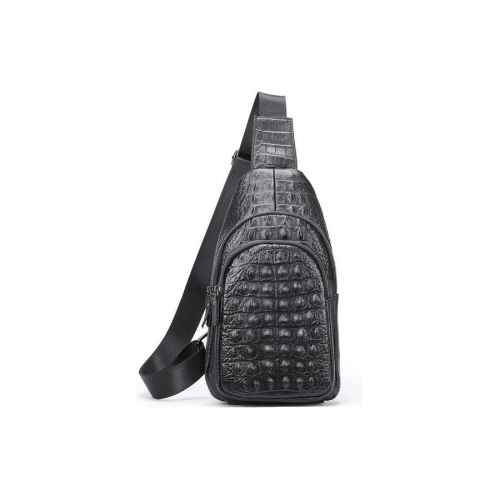 Sacs À Bandoulière Pour Hommes Sac Cuir Chic Fermeture Éclair - Noir