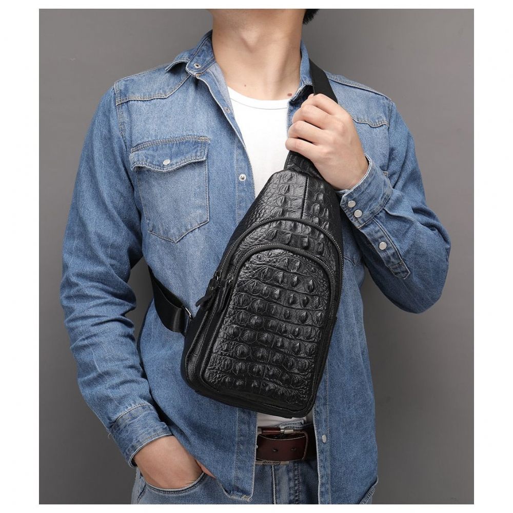 Sacs À Bandoulière Pour Hommes Sac Cuir Chic Fermeture Éclair - Noir