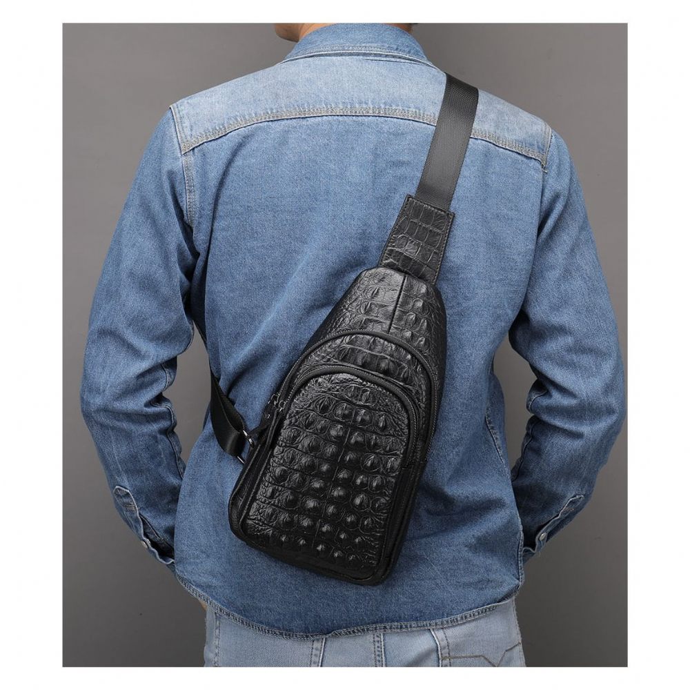 Sacs À Bandoulière Pour Hommes Sac Cuir Chic Fermeture Éclair - Noir