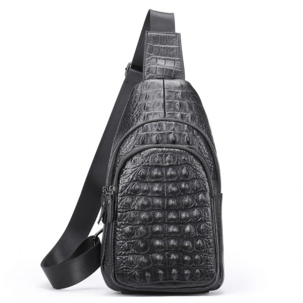 Sacs À Bandoulière Pour Hommes Sac Cuir Chic Fermeture Éclair - Noir