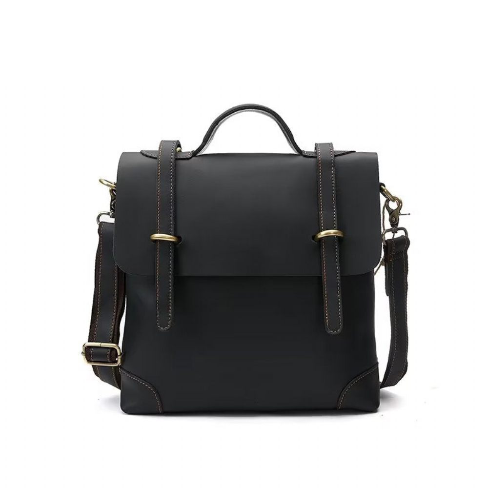 Sacs À Bandoulière Pour Hommes Sac Cuir Crazy Horse Luxe - Noir