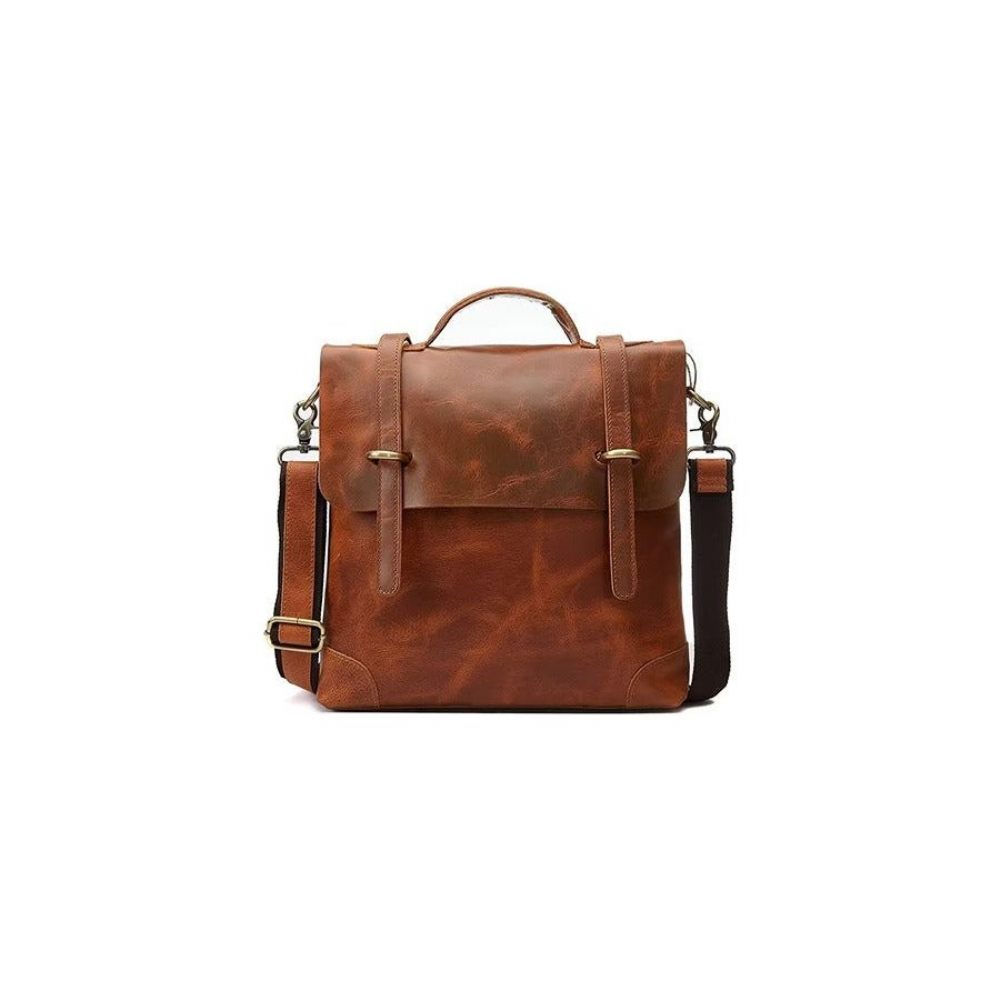 Sacs À Bandoulière Pour Hommes Sac Cuir Crazy Horse Luxe - Marron