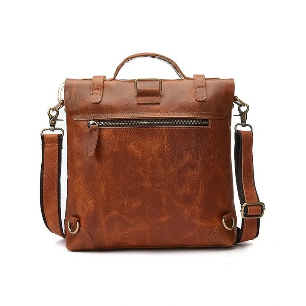 Sacs À Bandoulière Pour Hommes Sac Cuir Crazy Horse Luxe - Marron