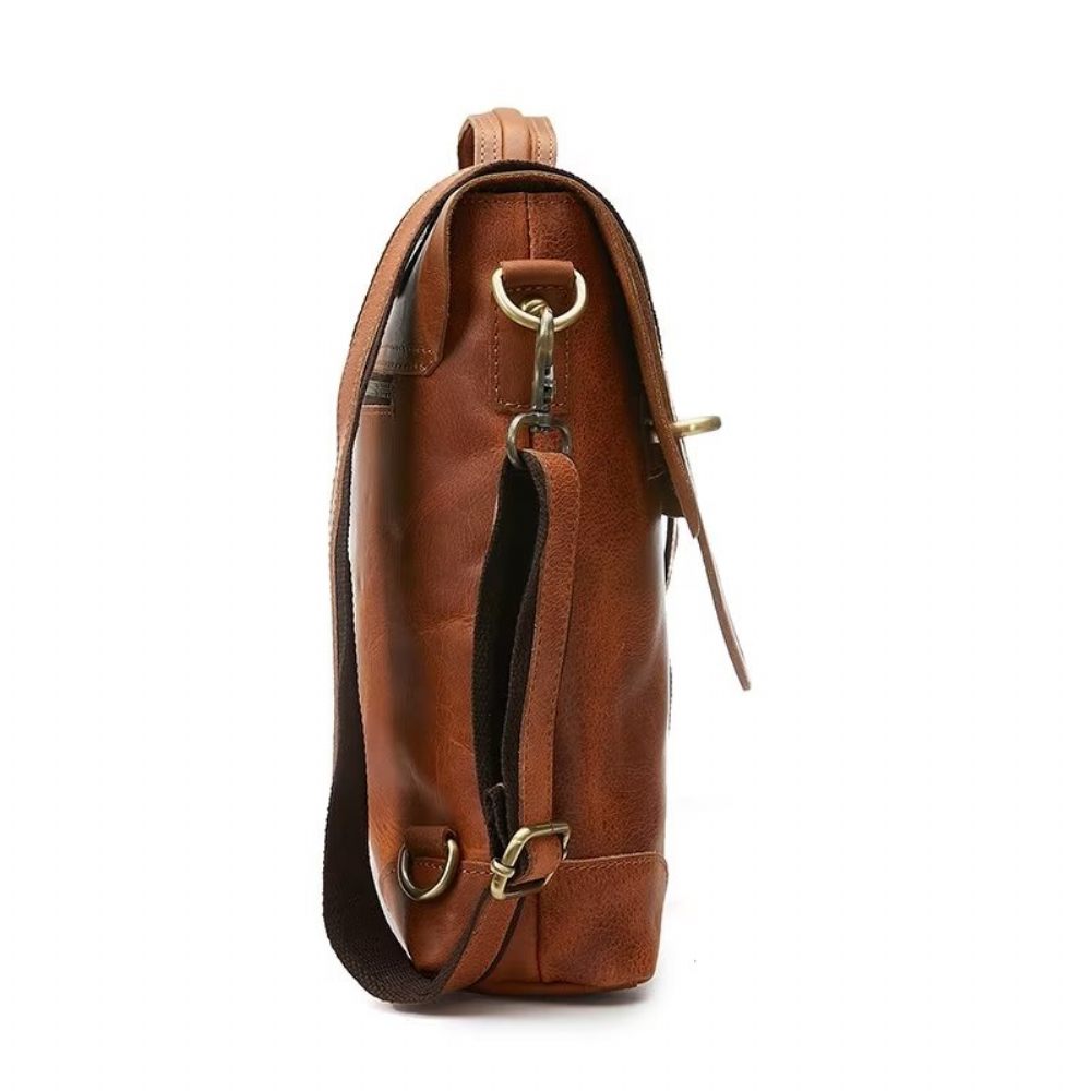 Sacs À Bandoulière Pour Hommes Sac Cuir Crazy Horse Luxe - Marron