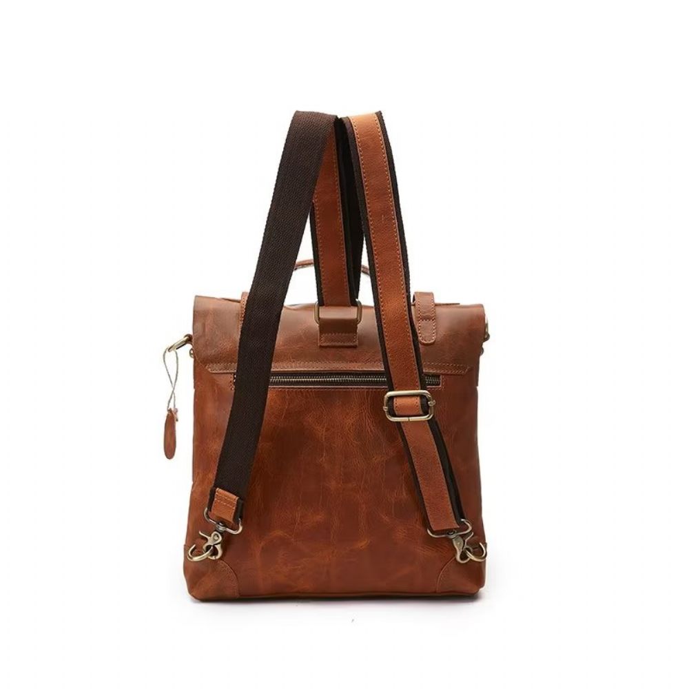 Sacs À Bandoulière Pour Hommes Sac Cuir Crazy Horse Luxe - Marron