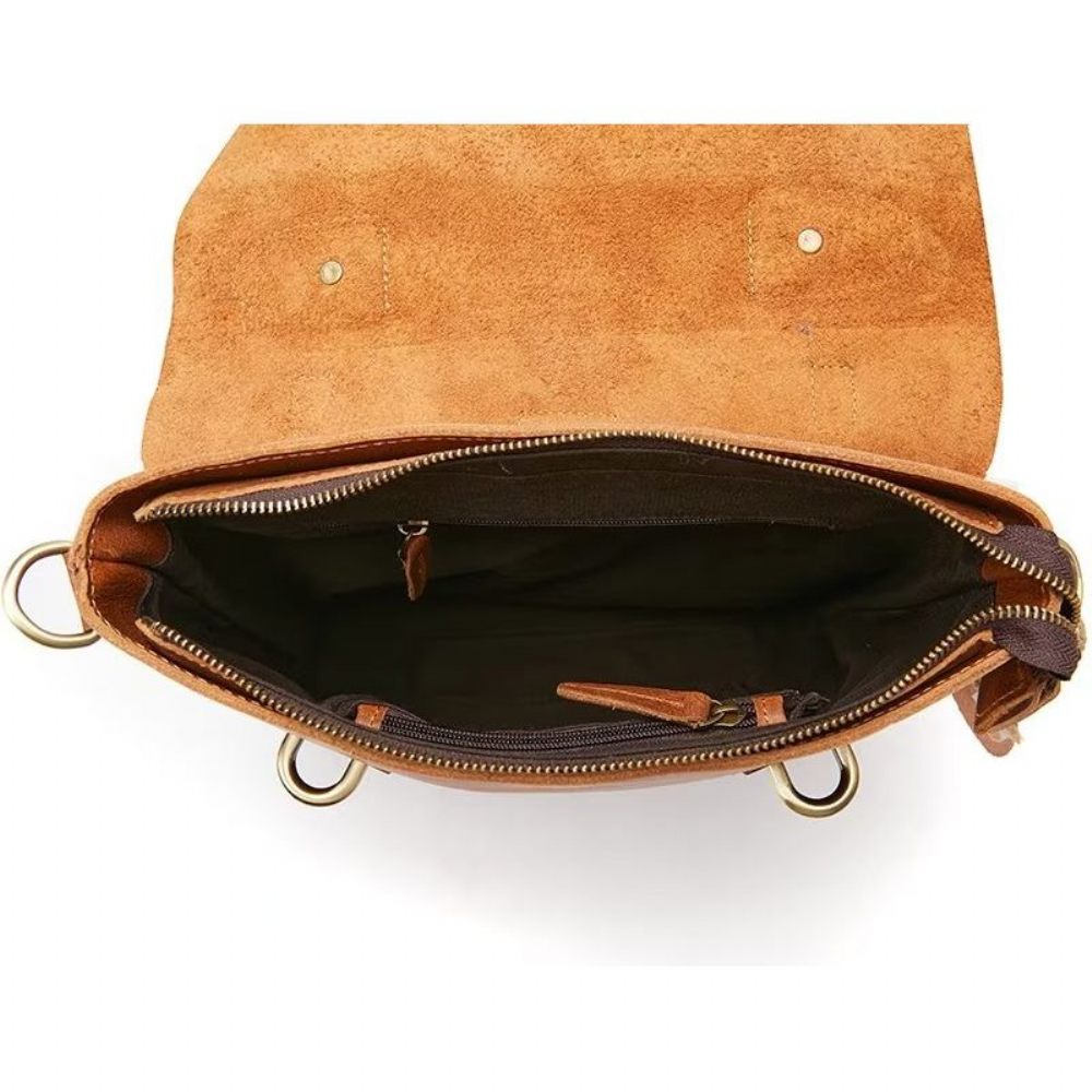 Sacs À Bandoulière Pour Hommes Sac Cuir Crazy Horse Luxe - Marron