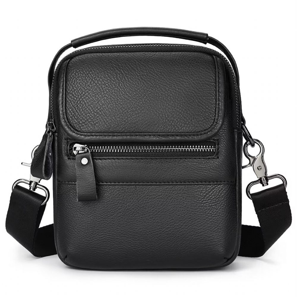 Sacs À Bandoulière Pour Hommes Sac Cuir Frontier La Mode - Noir