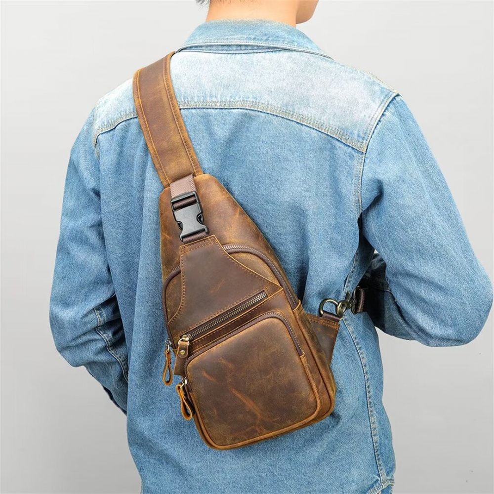 Sacs À Bandoulière Pour Hommes Sac Cuir Iconic Influence - Café