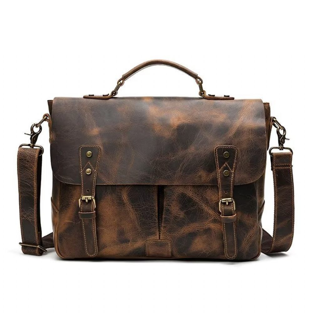 Sacs À Bandoulière Pour Hommes Sac Cuir Lux Crazy Horse - Marron