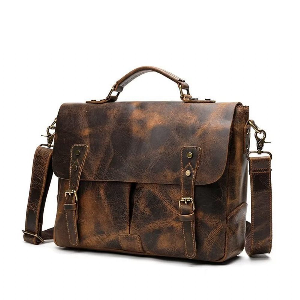 Sacs À Bandoulière Pour Hommes Sac Cuir Lux Crazy Horse - Marron