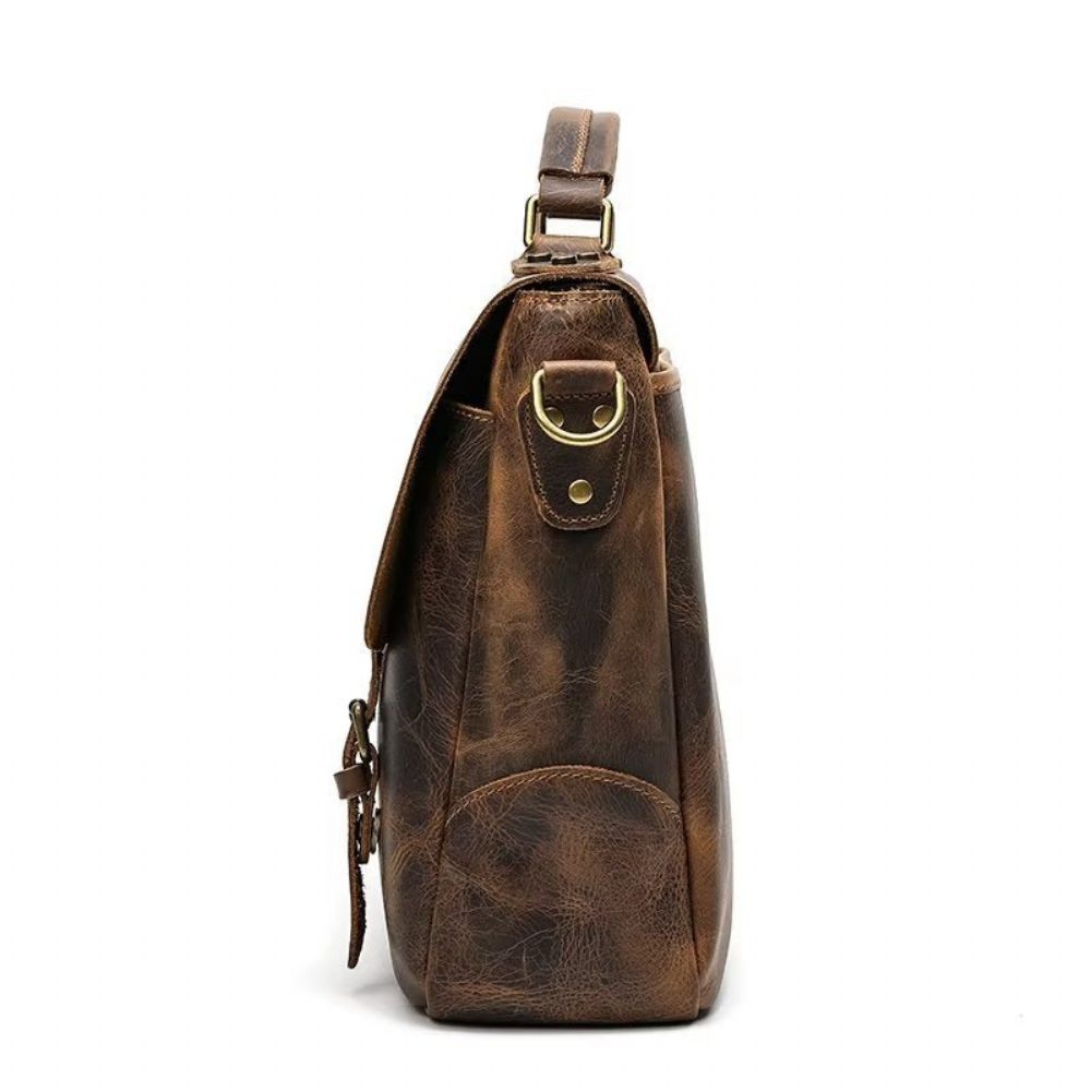 Sacs À Bandoulière Pour Hommes Sac Cuir Lux Crazy Horse - Marron