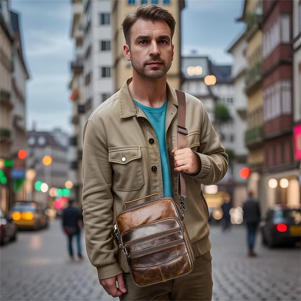 Sacs À Bandoulière Pour Hommes Sac Cuir Sophisticated Sojourn - Café