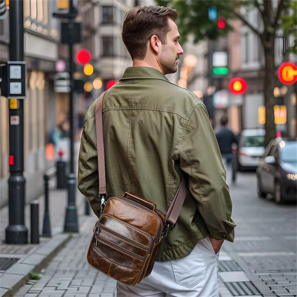 Sacs À Bandoulière Pour Hommes Sac Cuir Sophisticated Sojourn - Café