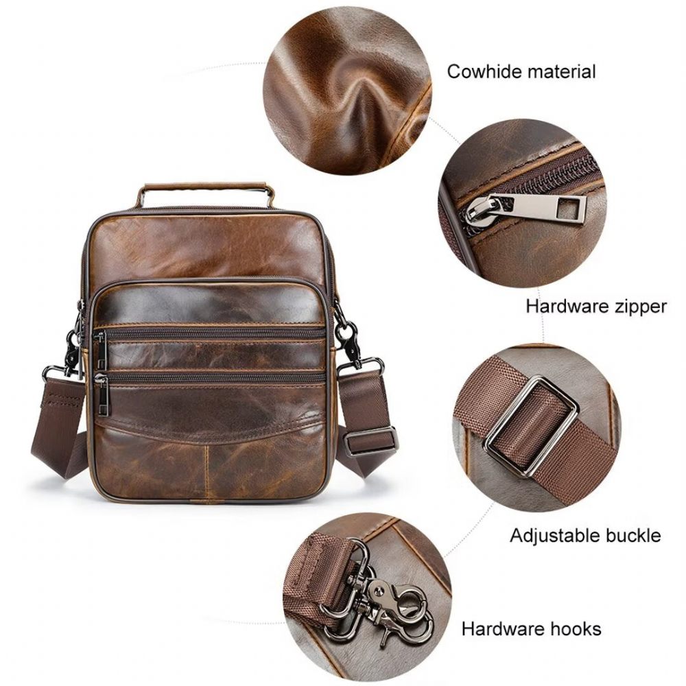 Sacs À Bandoulière Pour Hommes Sac Cuir Sophisticated Sojourn - Café