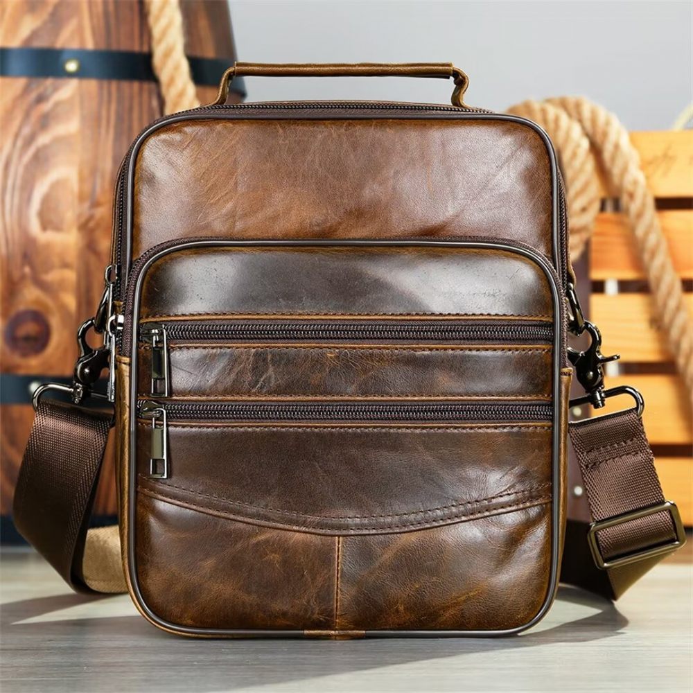 Sacs À Bandoulière Pour Hommes Sac Cuir Sophisticated Sojourn - Café