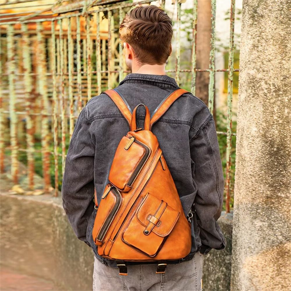 Sacs À Bandoulière Pour Hommes Sac Cuir Vanguard Vision - Brun