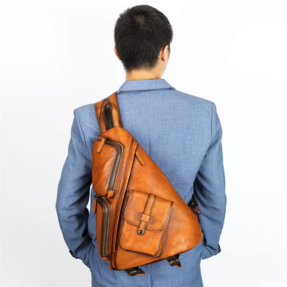 Sacs À Bandoulière Pour Hommes Sac Cuir Vanguard Vision - Brun