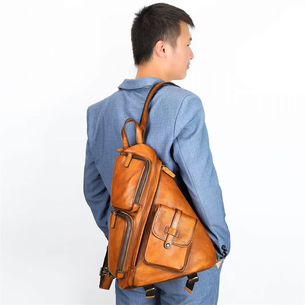 Sacs À Bandoulière Pour Hommes Sac Cuir Vanguard Vision - Brun