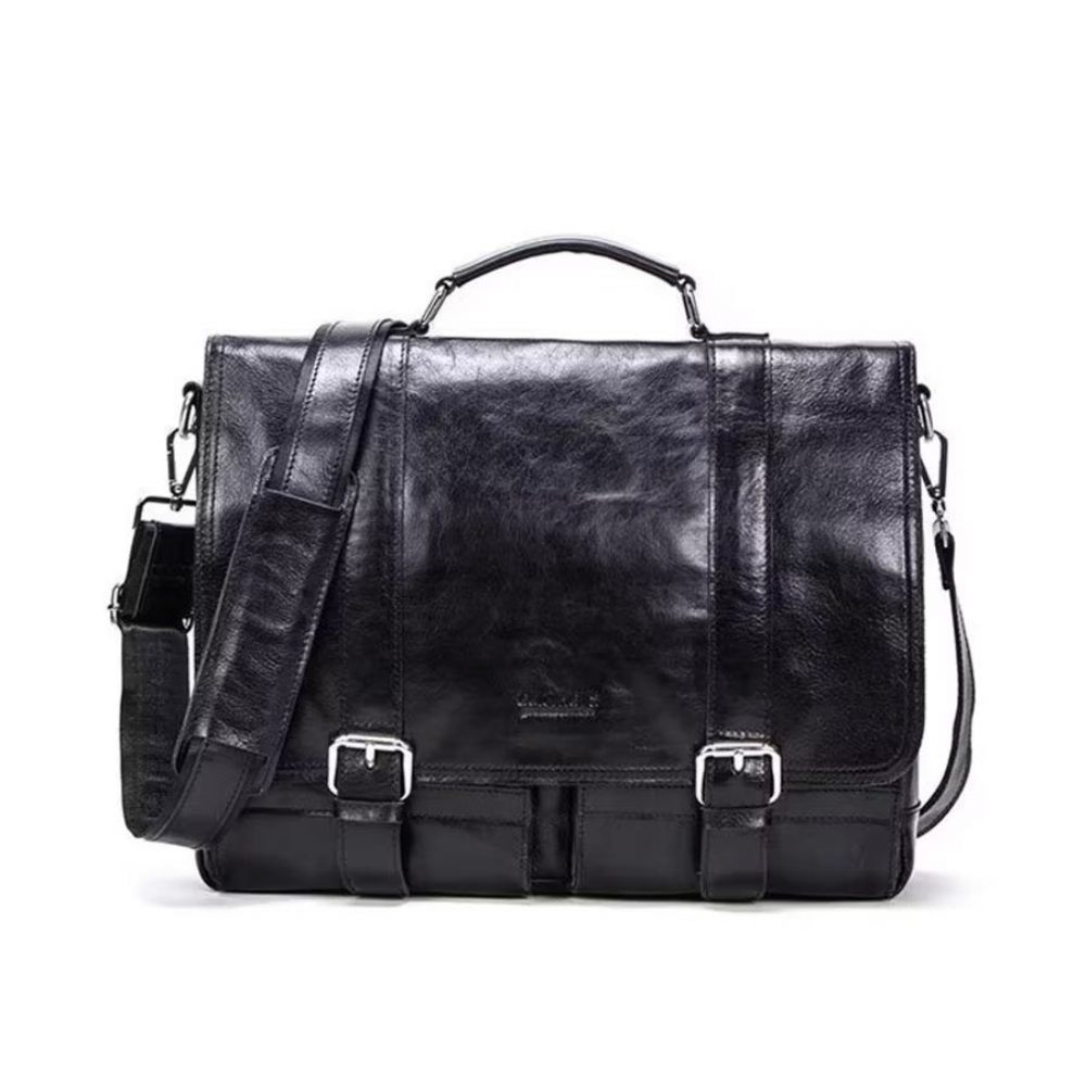 Sacs À Bandoulière Pour Hommes Sac Cuir Véritable Chic - Noir