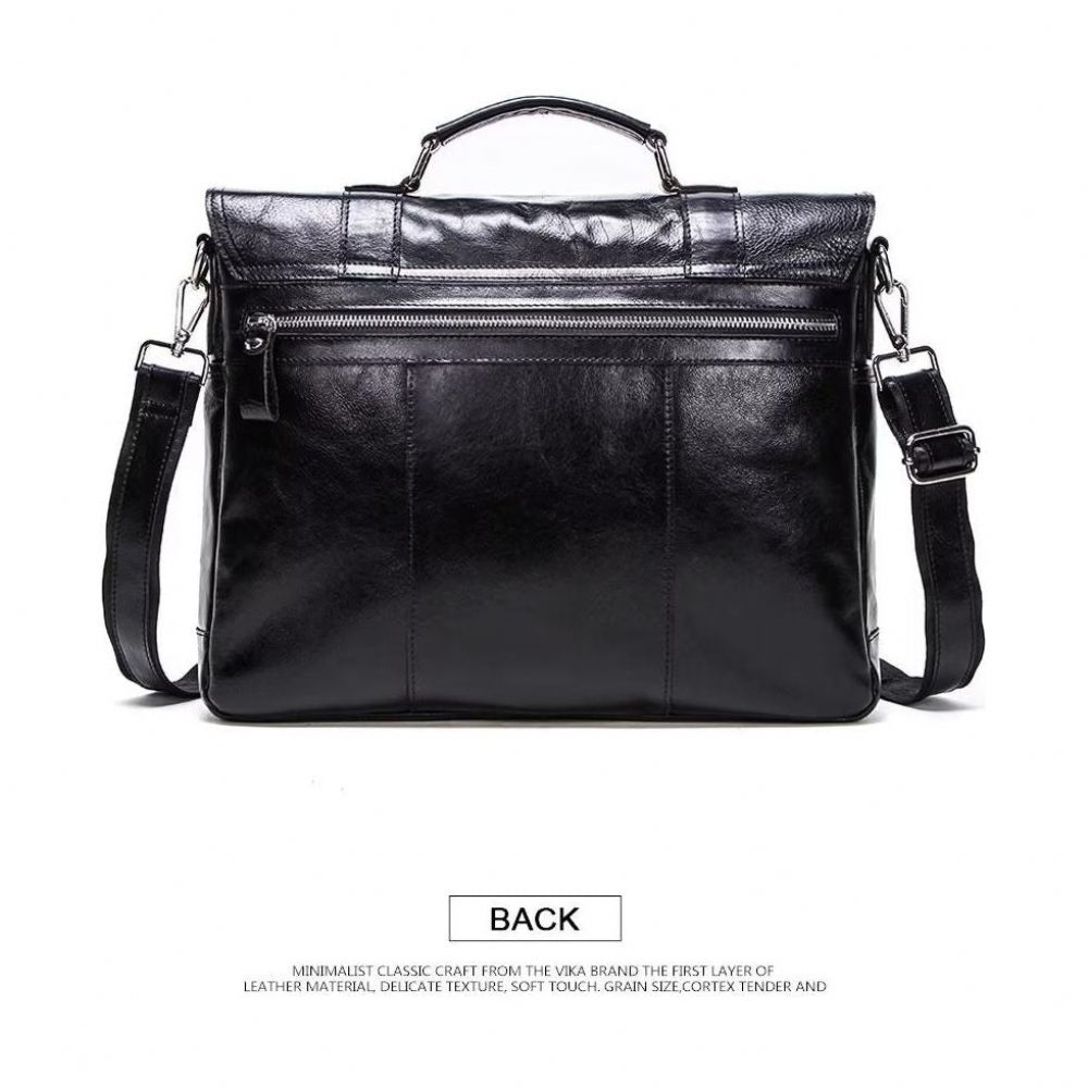 Sacs À Bandoulière Pour Hommes Sac Cuir Véritable Chic - Noir