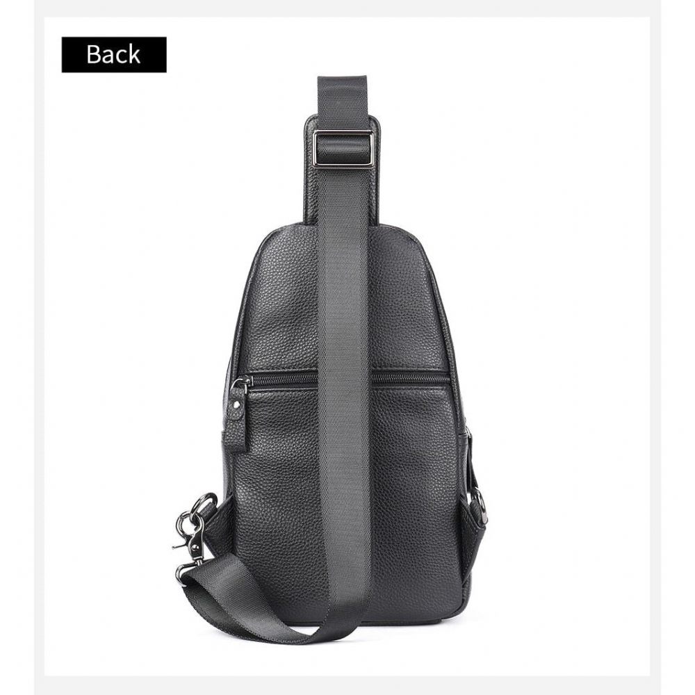 Sacs À Bandoulière Pour Hommes Sac Cuir Zippé Luxe - Noir