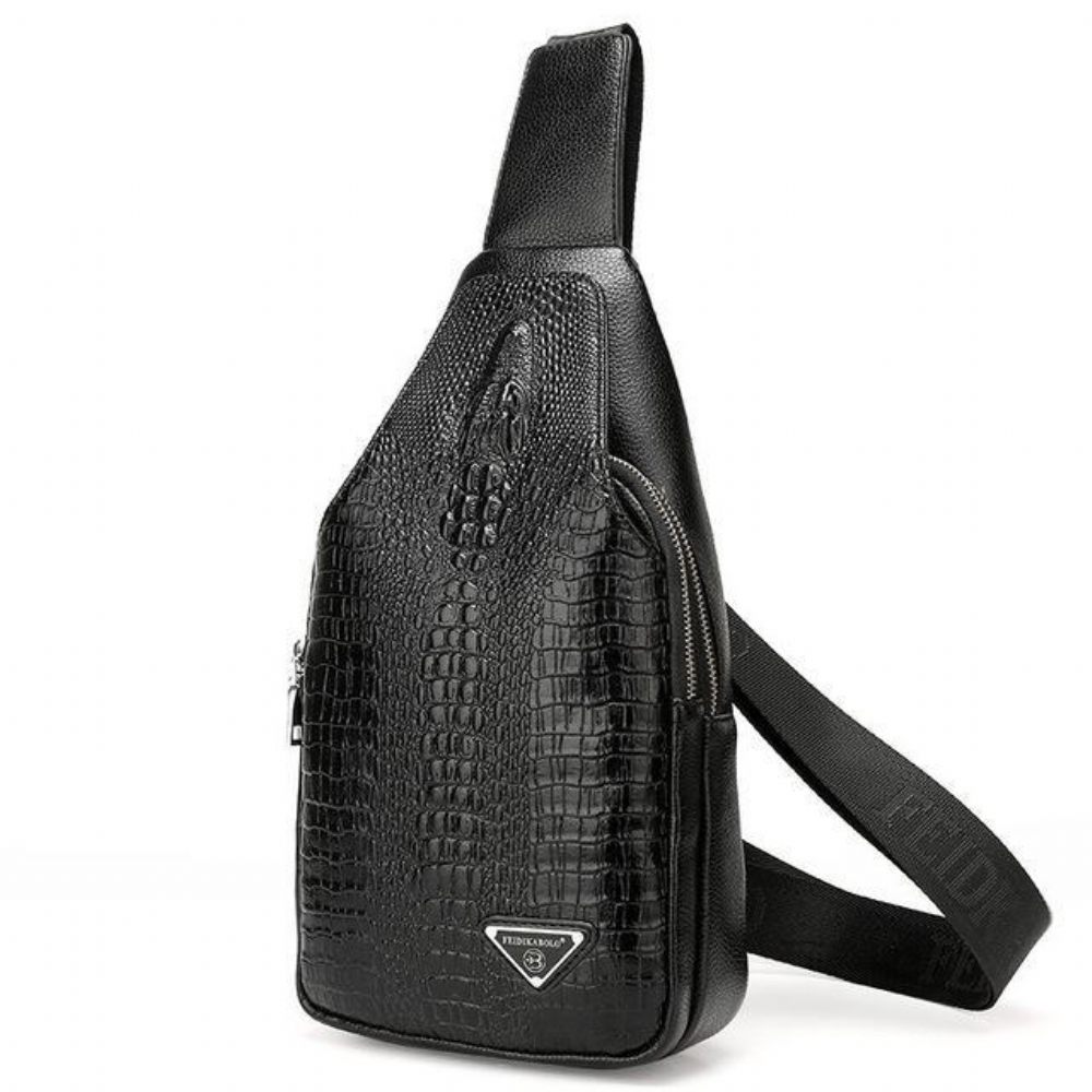 Sacs À Bandoulière Pour Hommes Sac Dos Unique Imprimé Croco Exotique - Noir