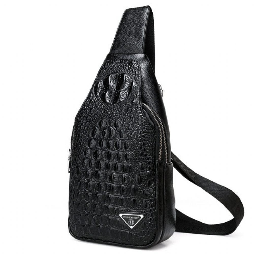 Sacs À Bandoulière Pour Hommes Sac Dos Unique Imprimé Croco Exotique - Noir