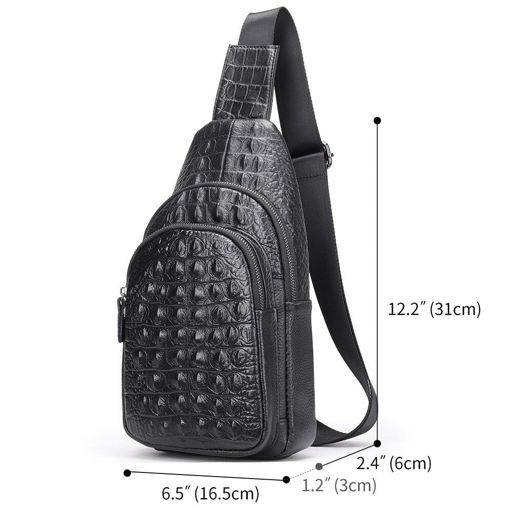 Sacs À Bandoulière Pour Hommes Sac Exotique Chic Relief Croco - Noir