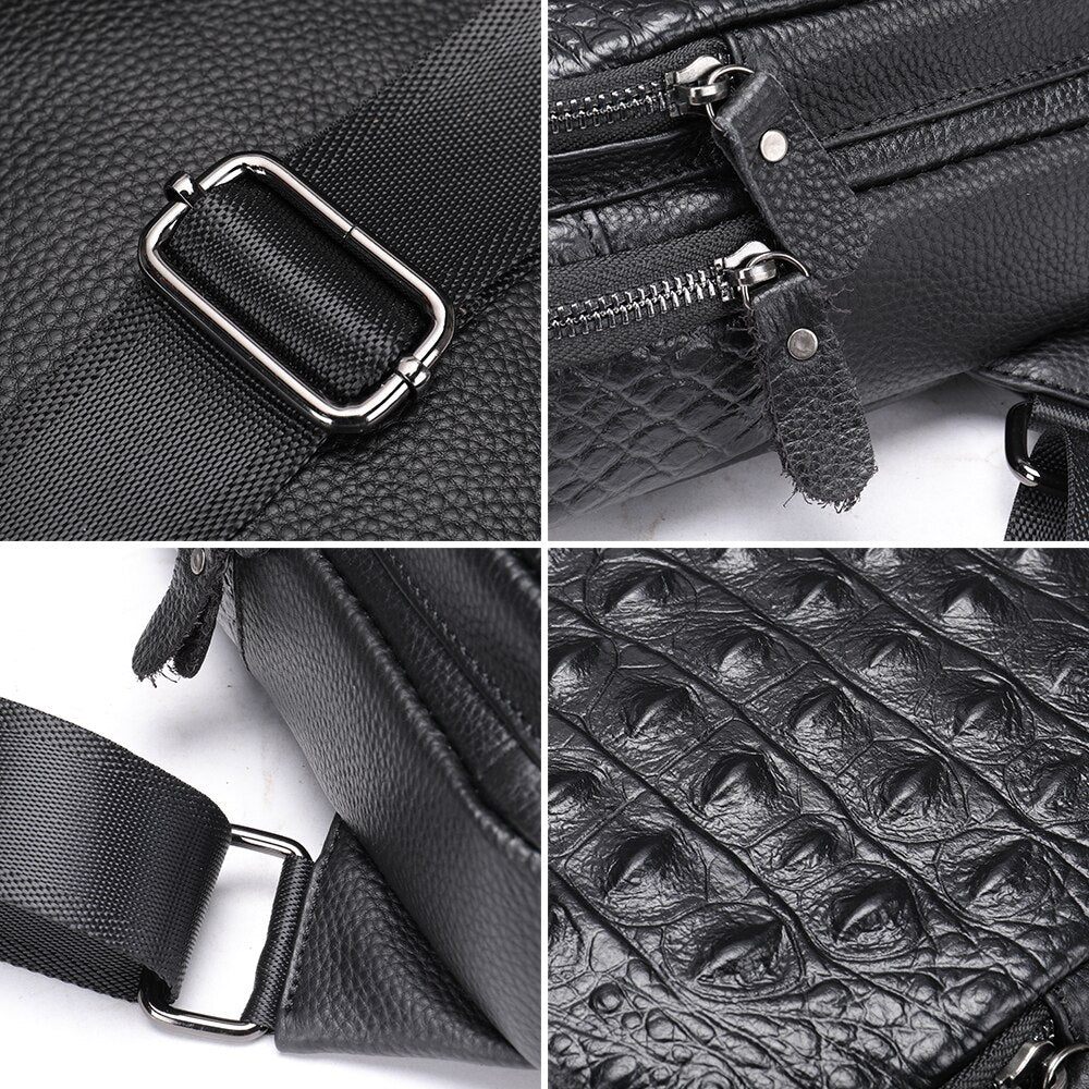 Sacs À Bandoulière Pour Hommes Sac Exotique Chic Relief Croco - Noir