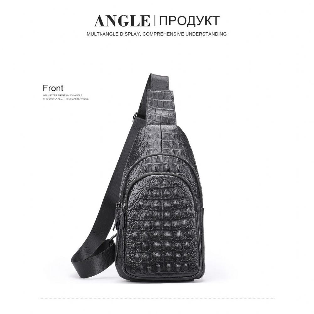 Sacs À Bandoulière Pour Hommes Sac Exotique Chic Relief Croco - Noir