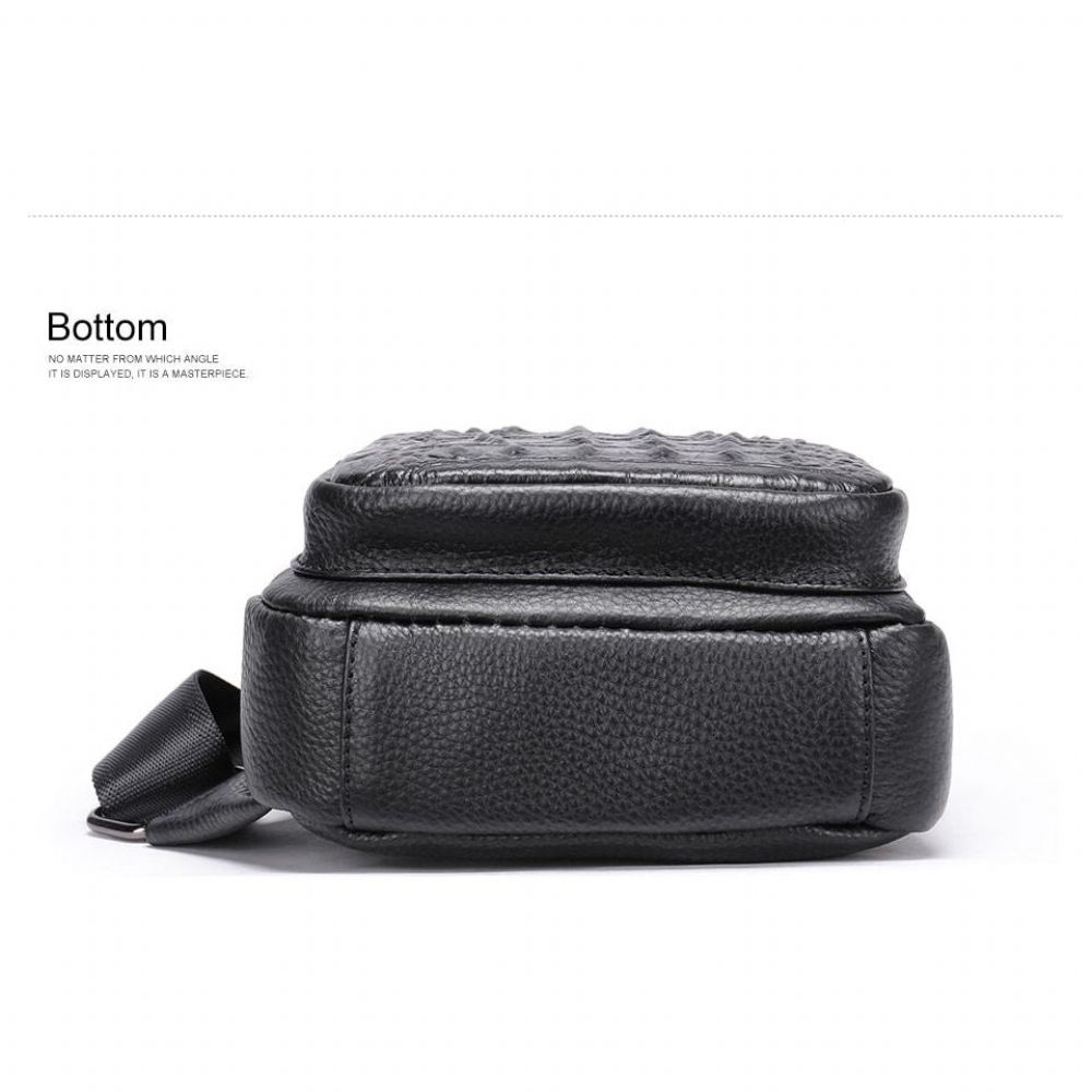 Sacs À Bandoulière Pour Hommes Sac Exotique Chic Relief Croco - Noir