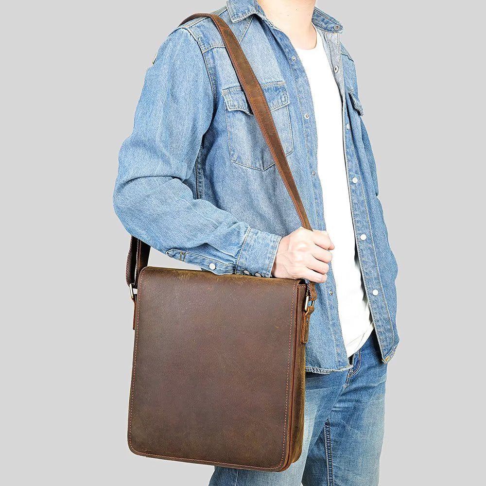 Sacs À Bandoulière Pour Hommes Sac Fermeture Éclair - Brun