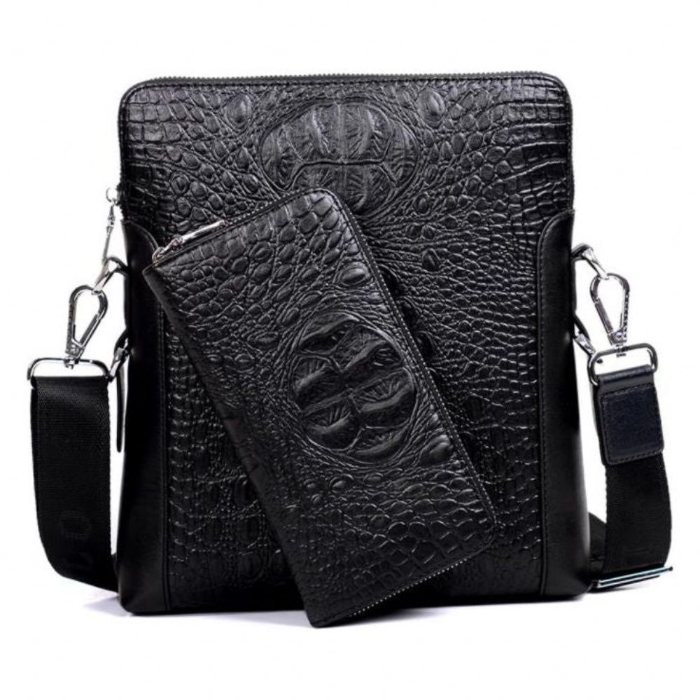 Sacs À Bandoulière Pour Hommes Sac Luxe Crocstyle Business - Noir