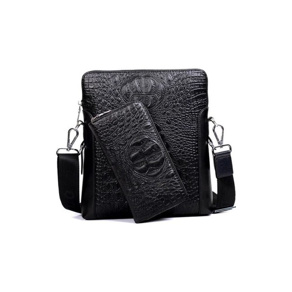 Sacs À Bandoulière Pour Hommes Sac Luxe Crocstyle Business - Noir