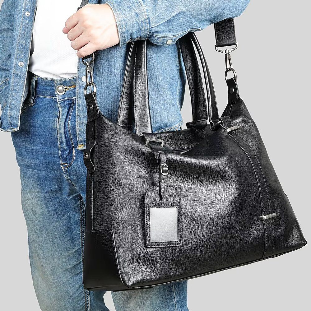 Sacs À Bandoulière Pour Hommes Sac Main Cuir Élégant - Noir